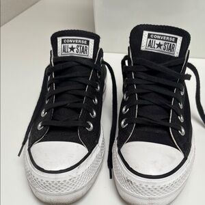 Converse Black and White Canvas Sneakers with Rubber Toe Cap